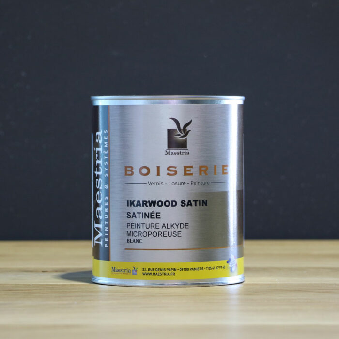Peinture boiserie IKARWOOD satin blanche 1 Litre