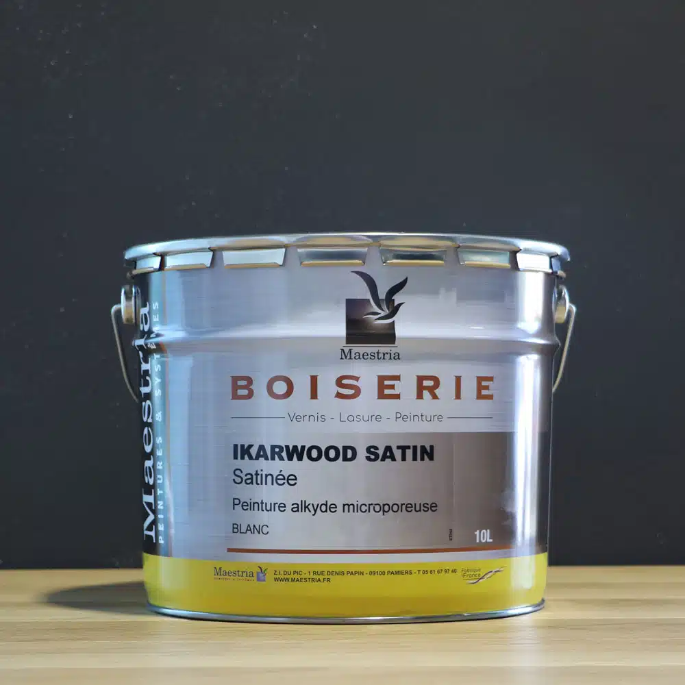 Pot de peinture boiserie Maestria Ikarwood Satin blanc 10 litres
